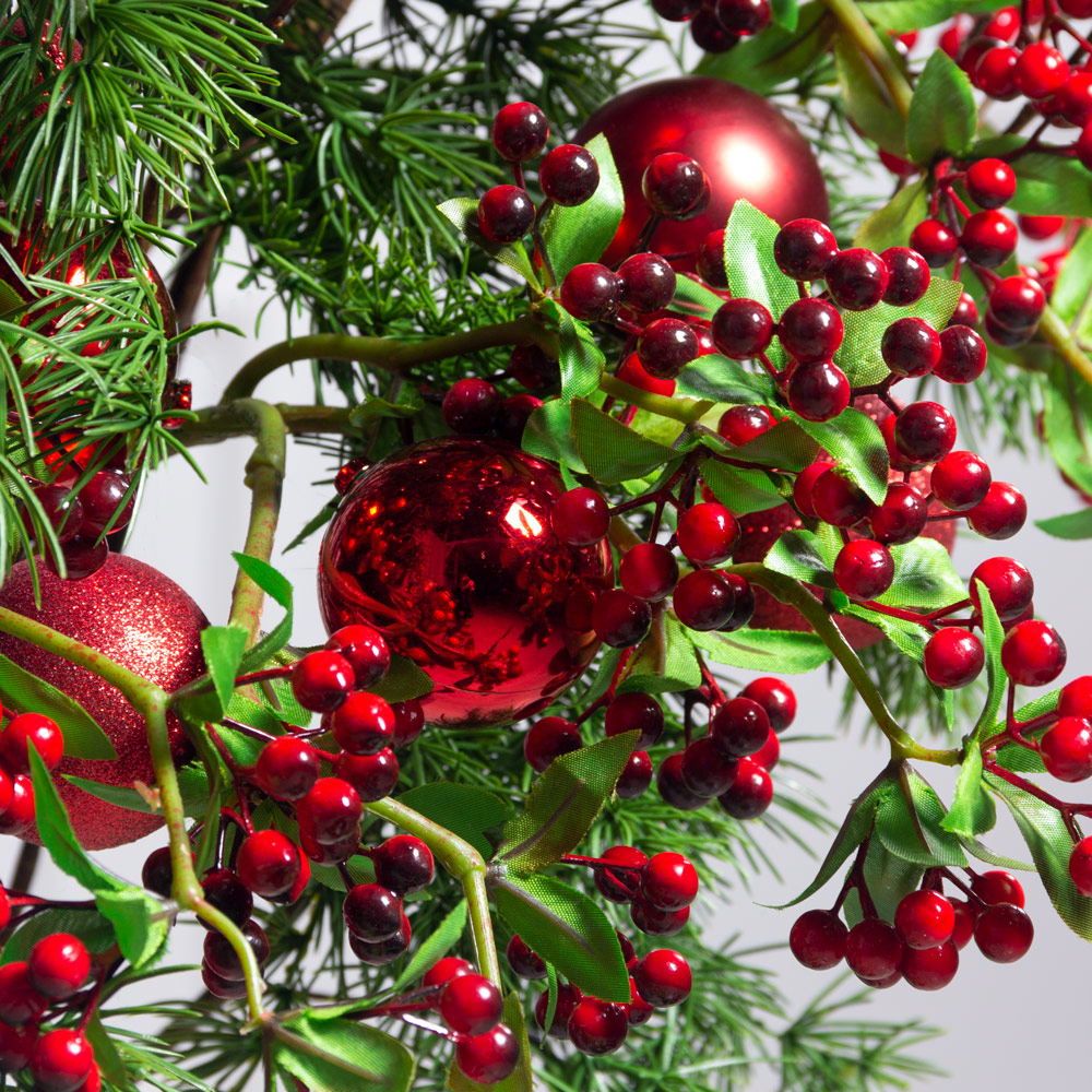 ДЛ148-2(F) Декор входной группы хвойный h100см на прутьях, красная_3