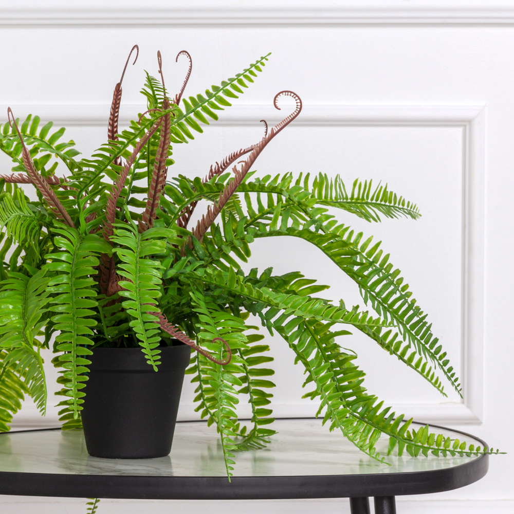 КС89 Папоротник Осмунд искусственный ампельный в кашпо_1