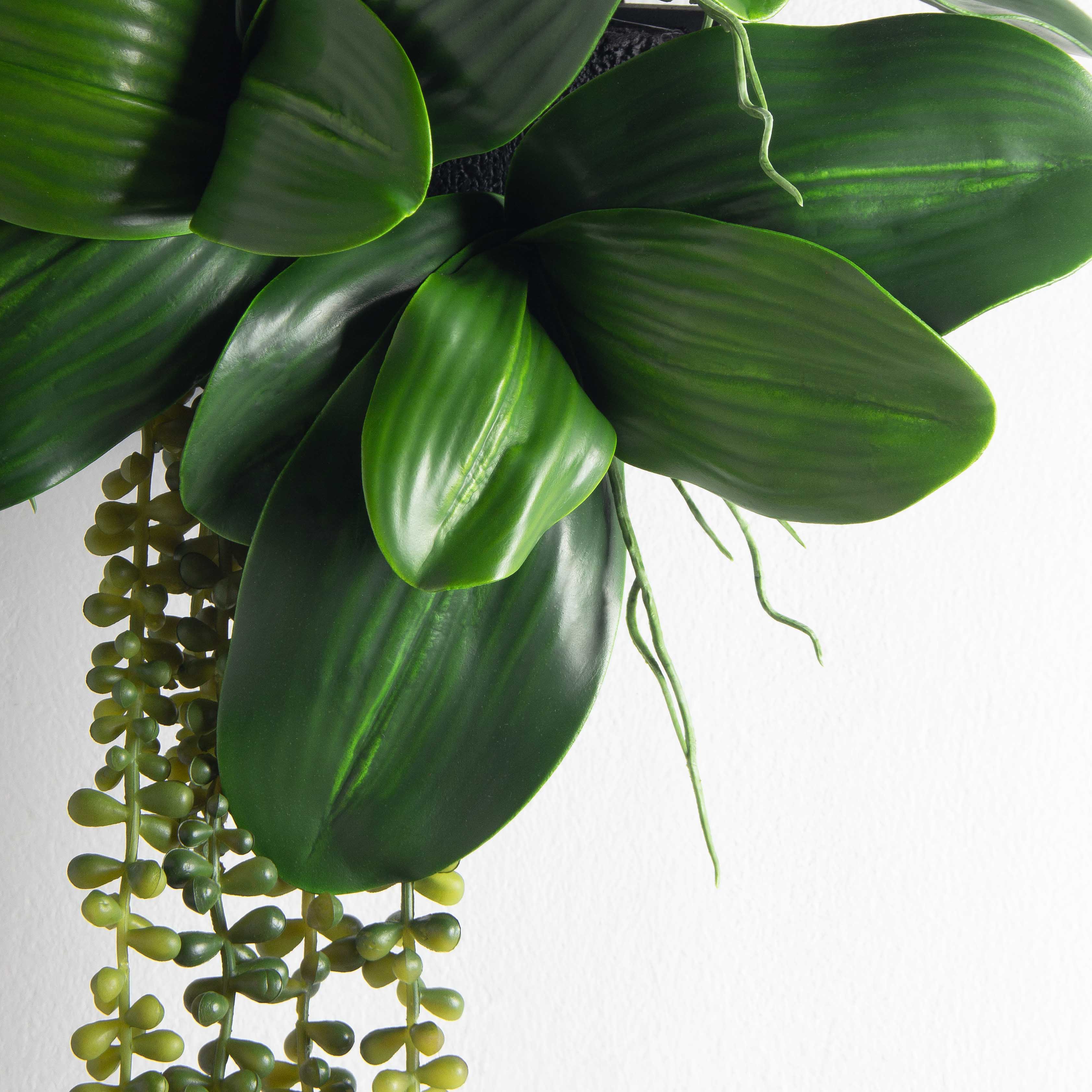 БК20(F) Композиция с листом орхидеи на блоке 15*h10см_3