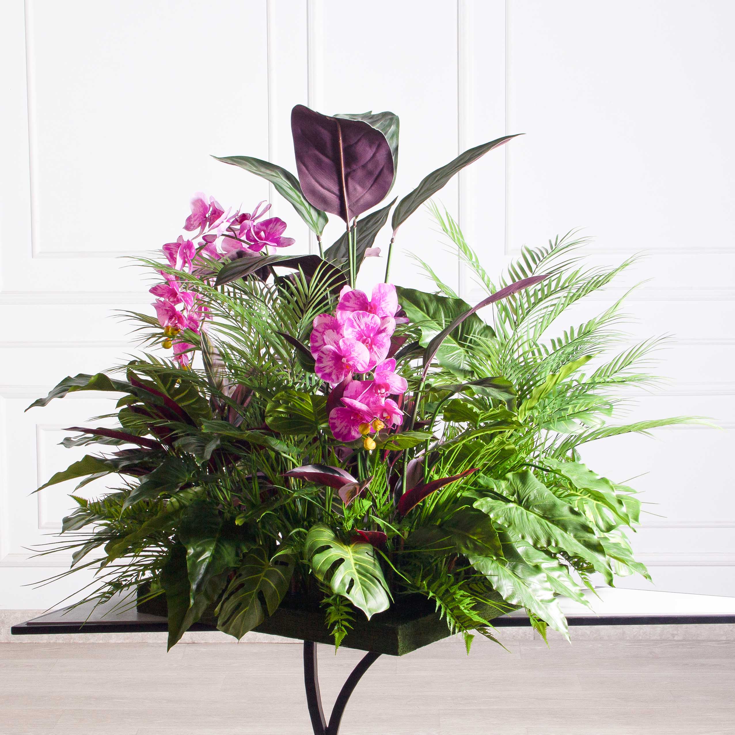 К515/1-1(з)(Пр)(F) Композиция искусственная с калатеей и пальмой на основании_2