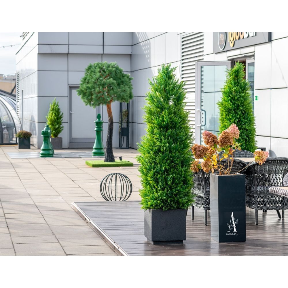 Т180/467 Туя искусственная конус Платинум д/улицы h180см_9