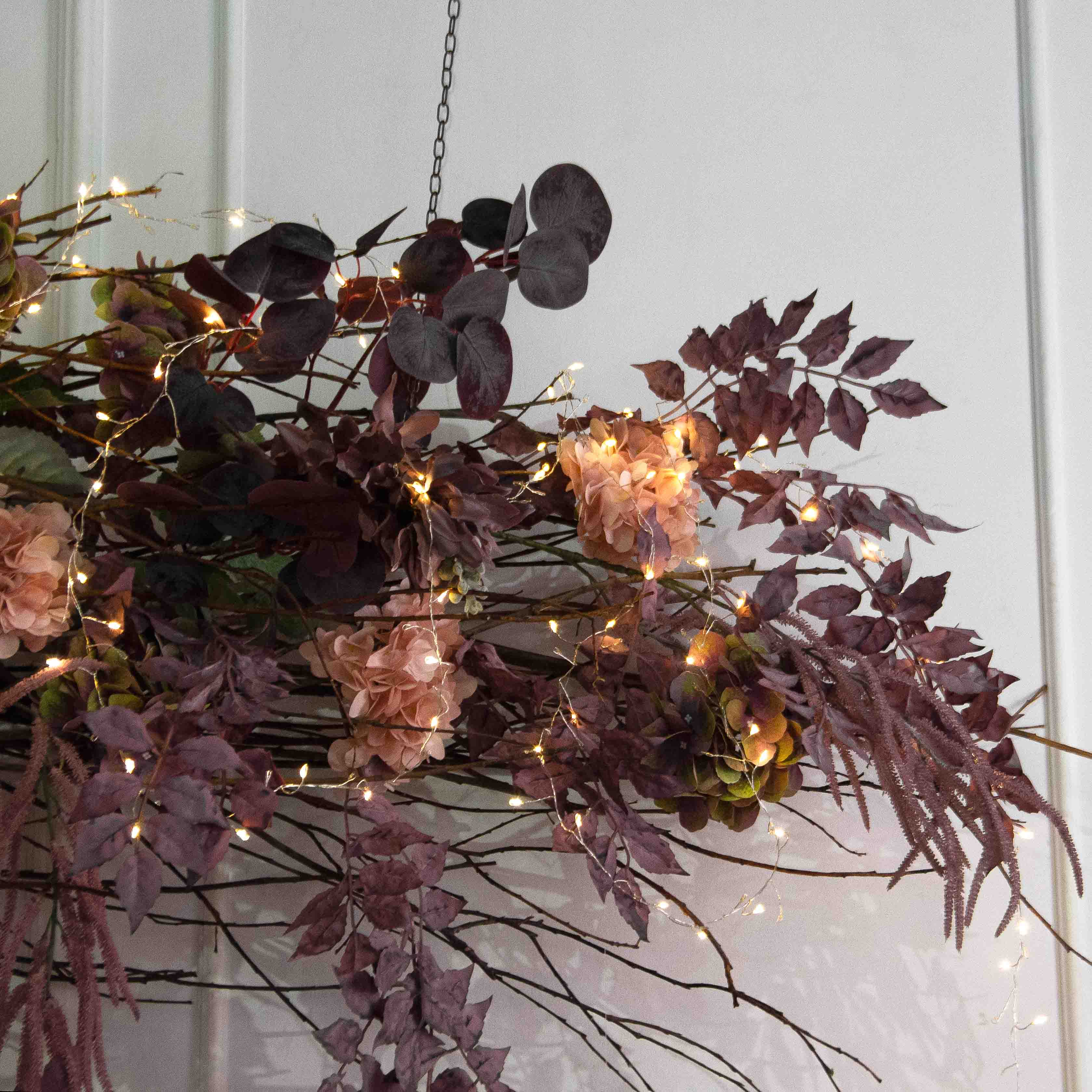 Л173/СВ03(Пр)(F) Лиана искусственная с гирлянлой Роса, пепельно-пурпурная L100см_6