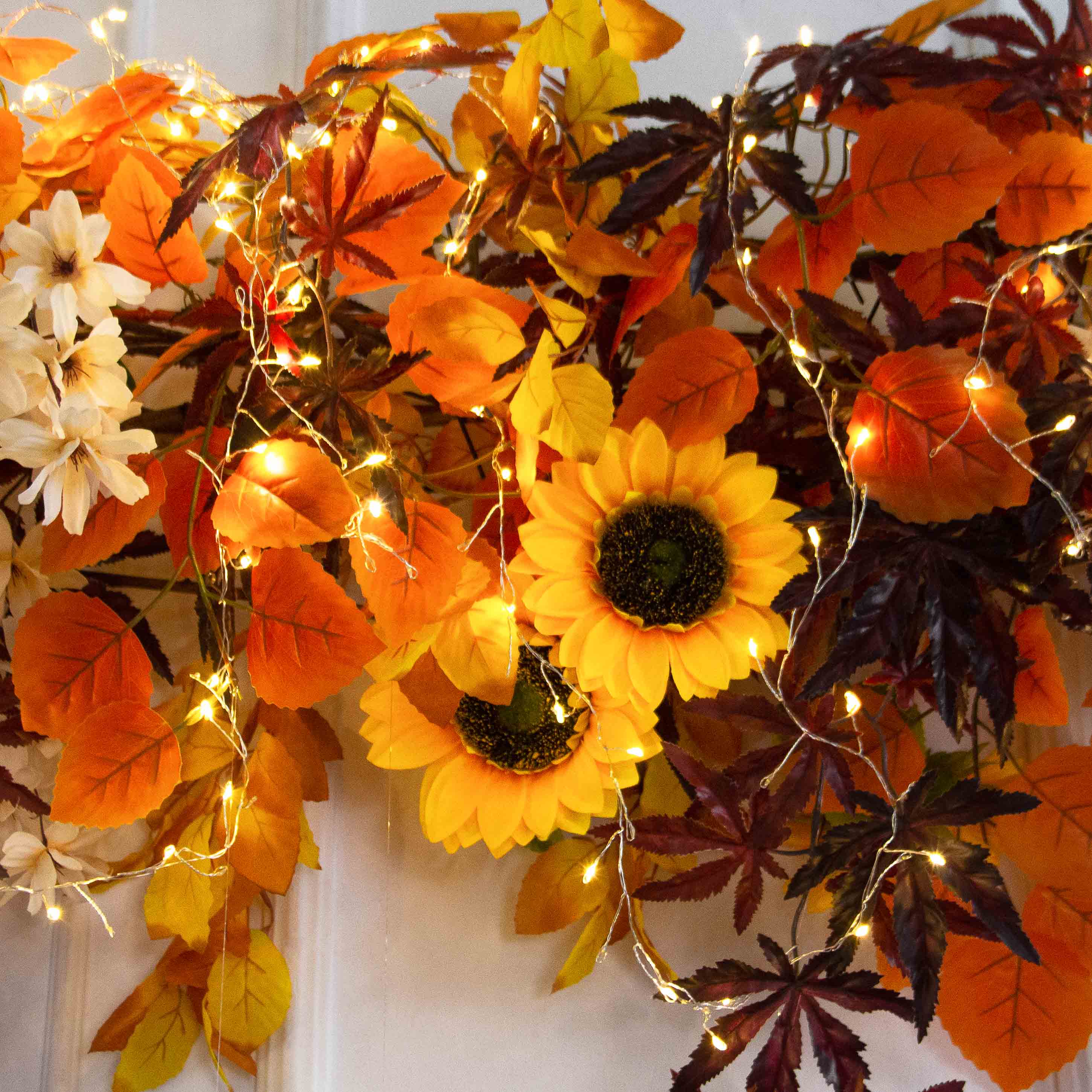 Л171/СВ03(Пр)(F) Лиана искусственная с подсолнухами и гирляндой Роса L100см_5