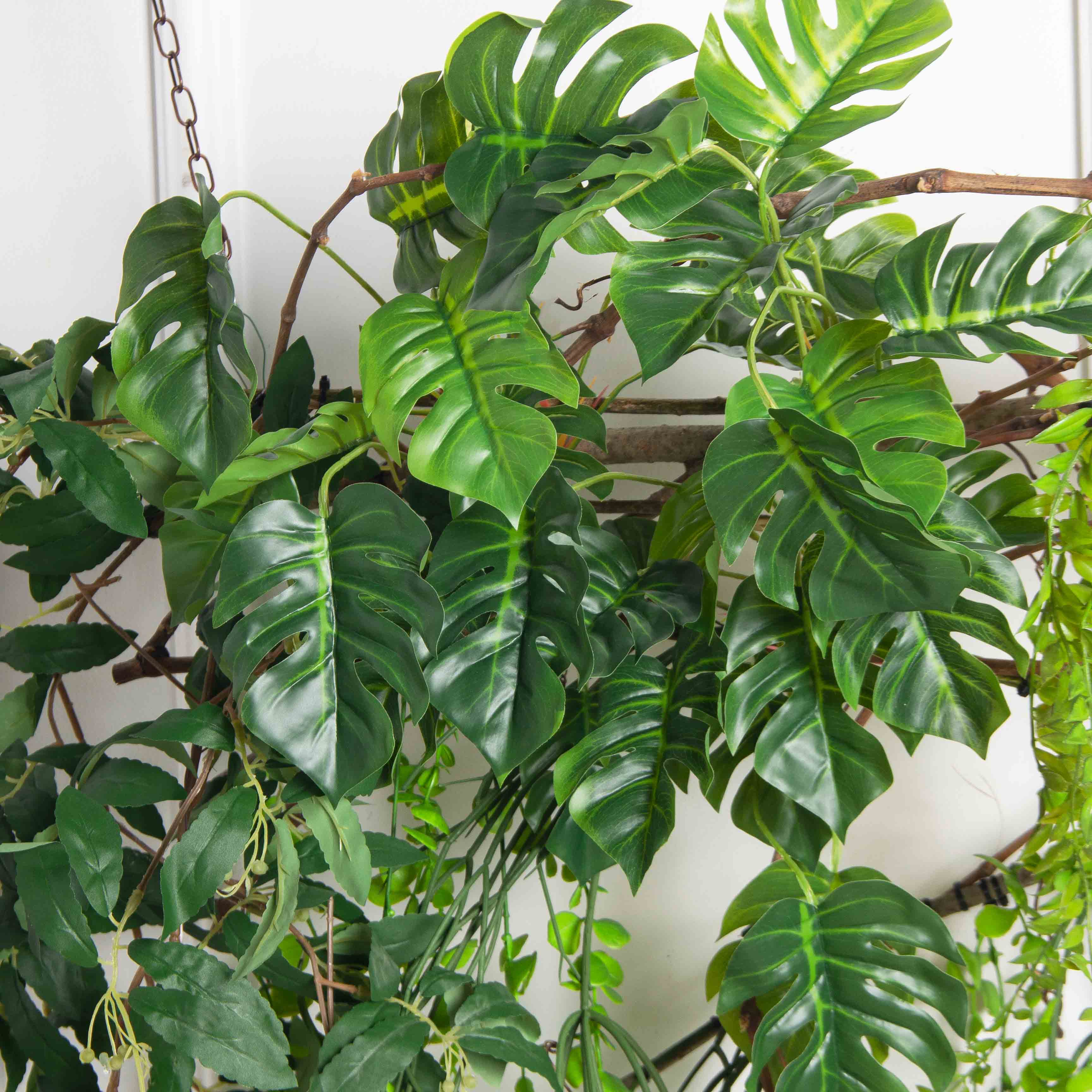 Л158(з)(F) Лиана искусственная с монстерой и даксином L100см свес120см_2