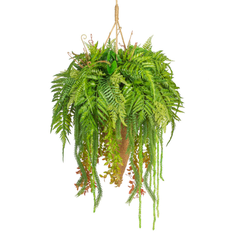 КОН02 Папоротник с зеленью в кокос. конусе(d-65. h_22