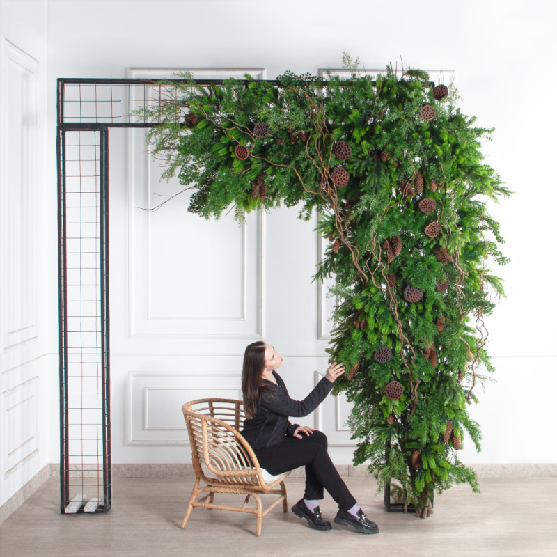 ДЛ184(Пр)(Fix)(F) Декор входной группы хвойный с декором h290см на прутьях,пристенный_1