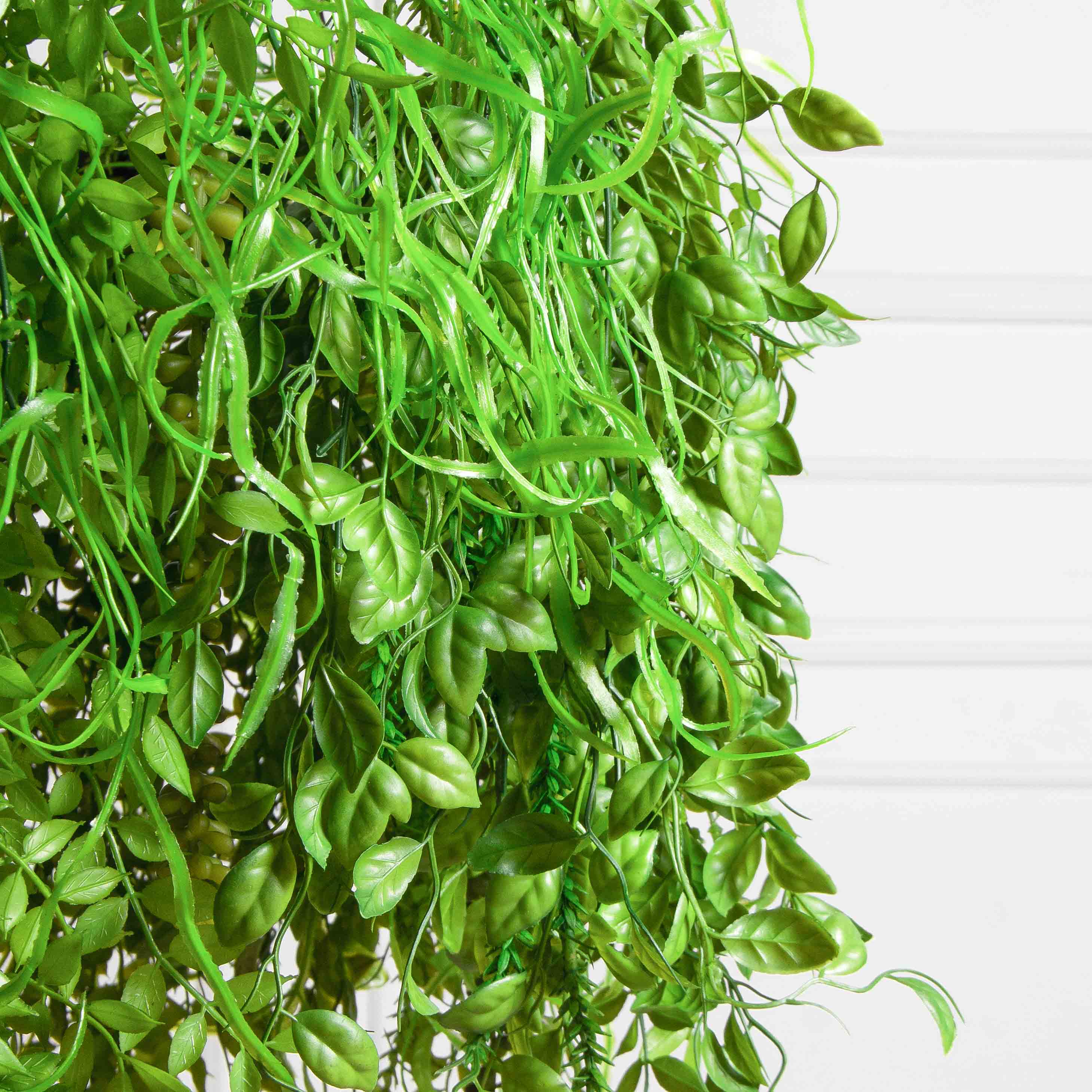 КЗ/40(з)(F) Композиция искусственная подвесная Микс ампельных растений d60см, свес 40см_5