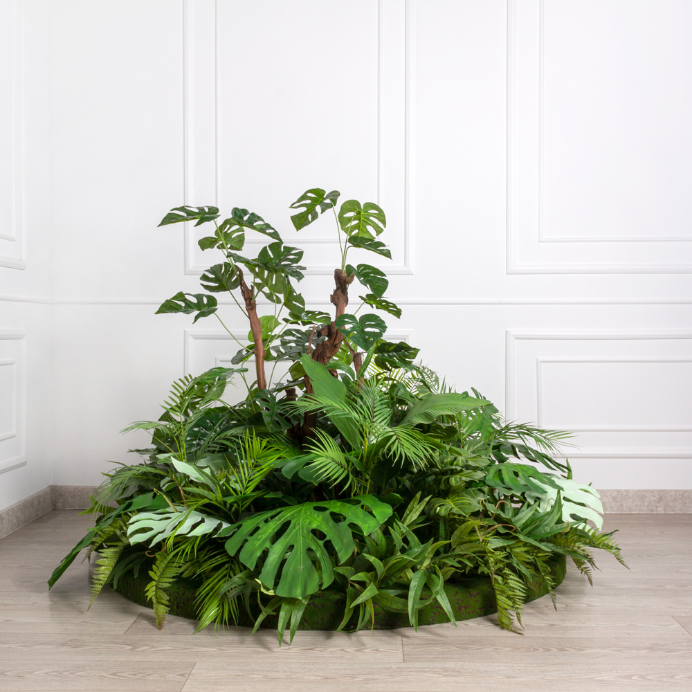 ВМ66(з) Композиция искусственная с Монстерой на основании d155см_1