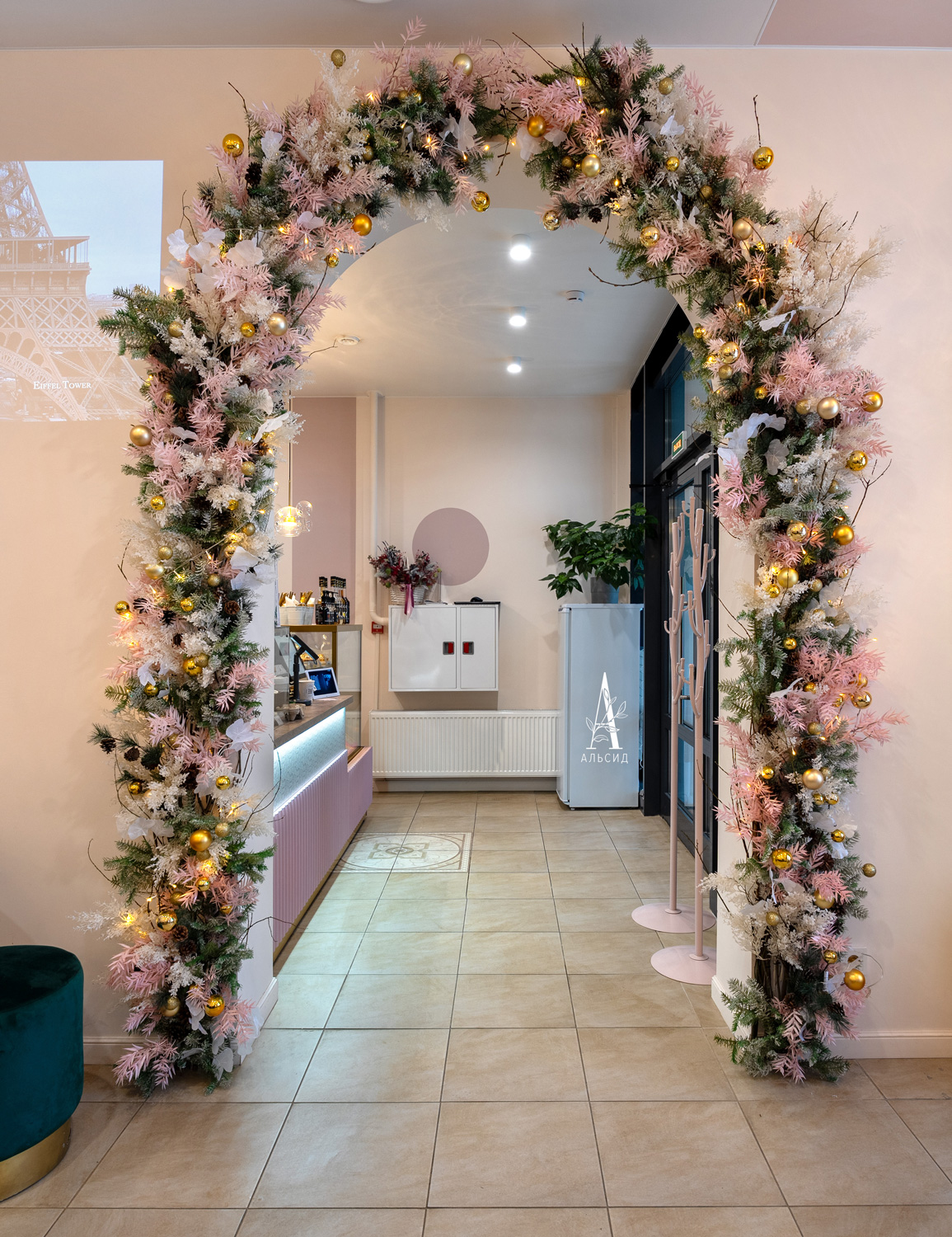 Л95(Пр) Лиана искусственная НГ с розмарином и заснеженными еловыми ветками L100см_3