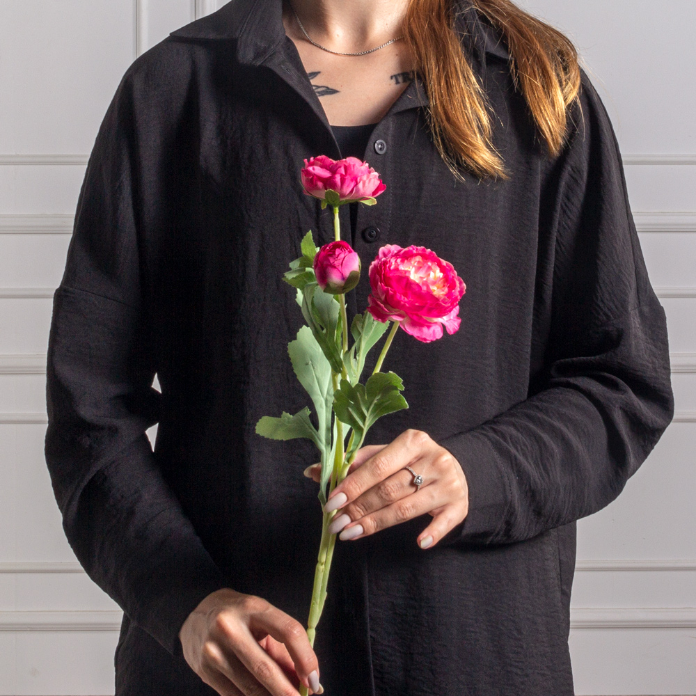 7141А/9149-09/7(F) Ранункулюс искусственный h50см, цикламен, 2головы, 1бутон_3