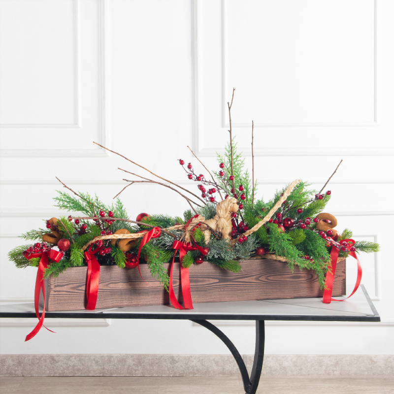 К560(Пр)(F) Композиция искусственная НГ в русском стиле, на основании_1