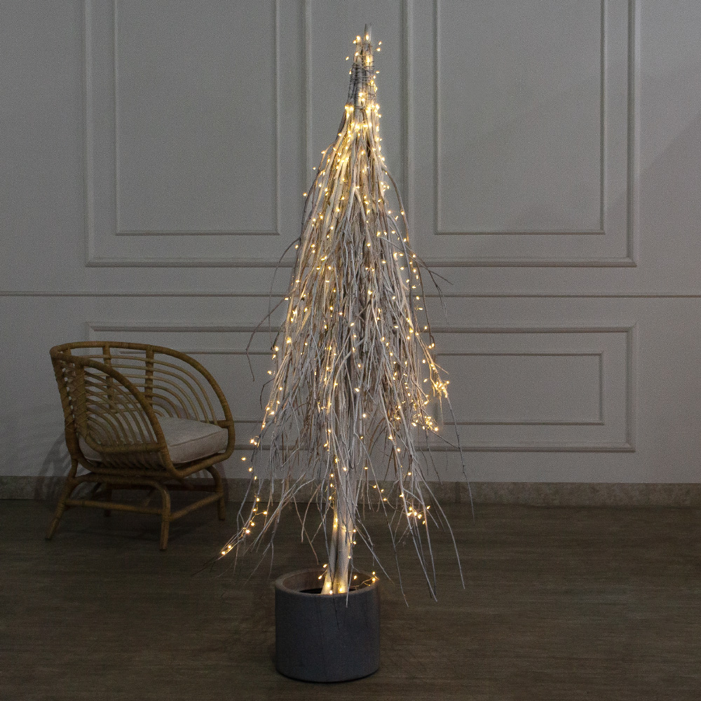 170/РН/СВ03т(Пр)(F) Ель в скандиновском стиле с гирляндой Роса h170см, белая_2