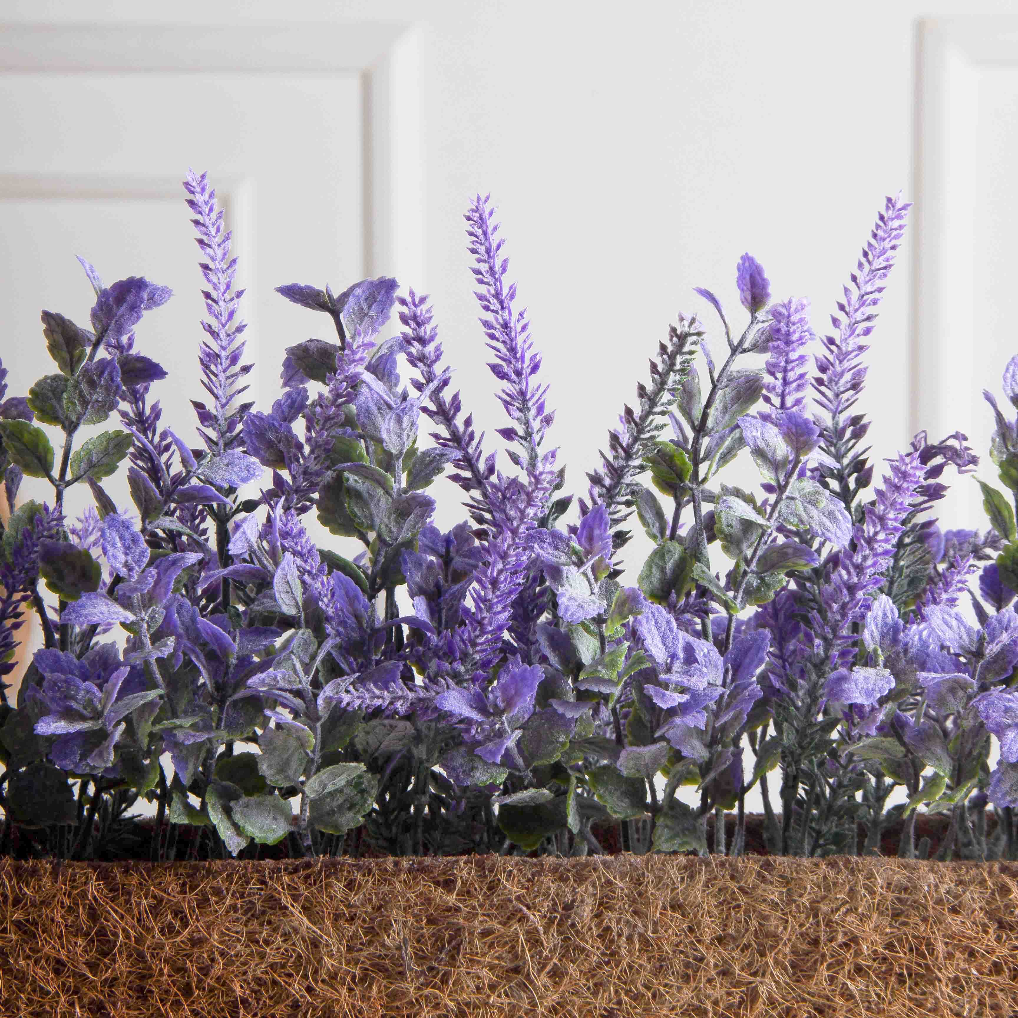 Т034-2(F) Лаванда искусственная h15см в кокосовом боксе 50х8х8см, фиолетовая_4