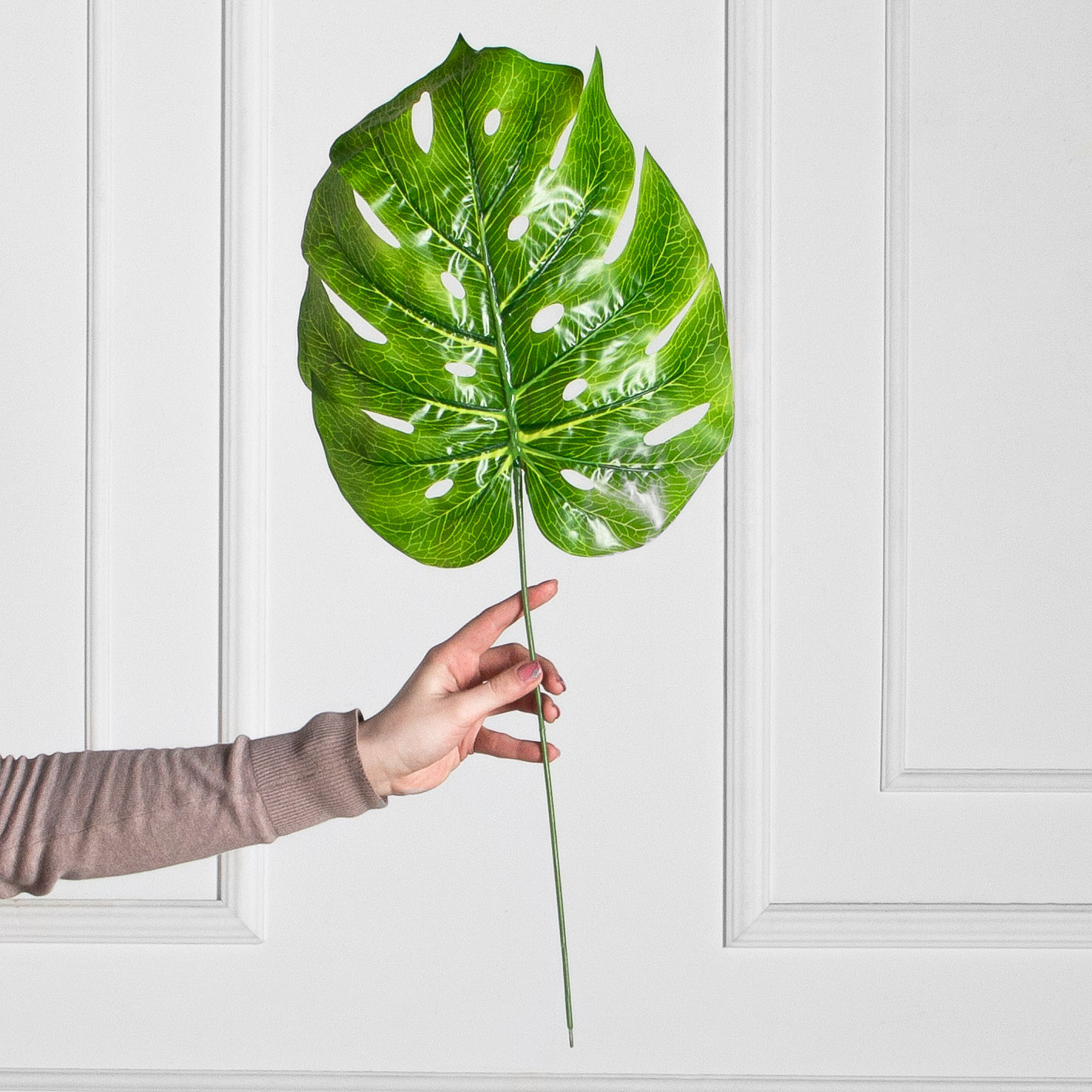 7143/0027-6/3 (Уценка)(F) Лист Монстеры искусственный большой, латекс_4