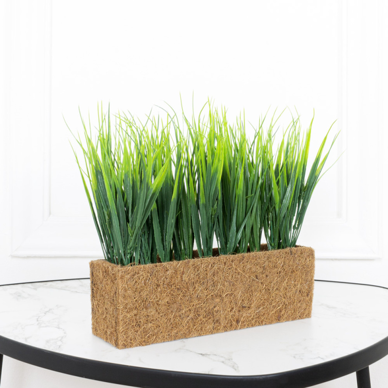 ТД0511(Promo) Трава искусственная короткая h17см(зеленая) в кокосовом боксе 25х8х8см_3