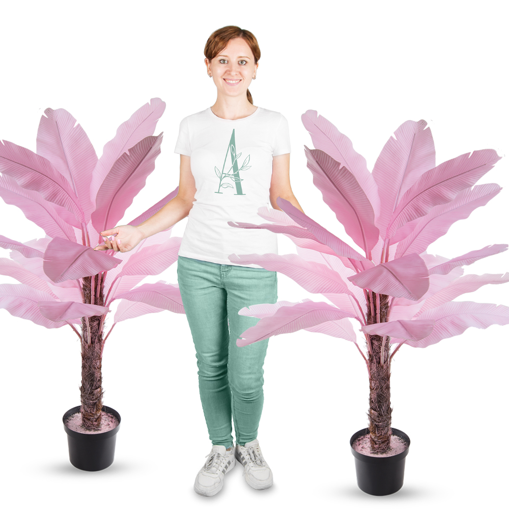 П120/356-2(з.) Банановая пальма розовая (силикон) h120см_3