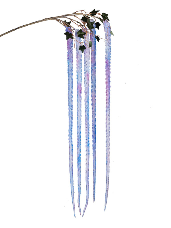 7143/0030-10/10 Ветка Амаранта искусственная, голубая, h 150 см (75+75)