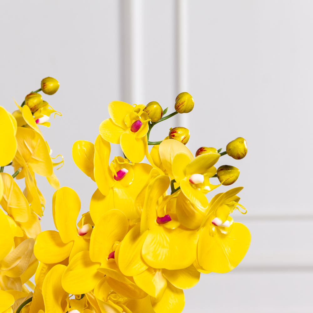 7141А/0108-01/12(F) Орхидея  искусственная h100см 9 голов, жёлтая(латекс)_1