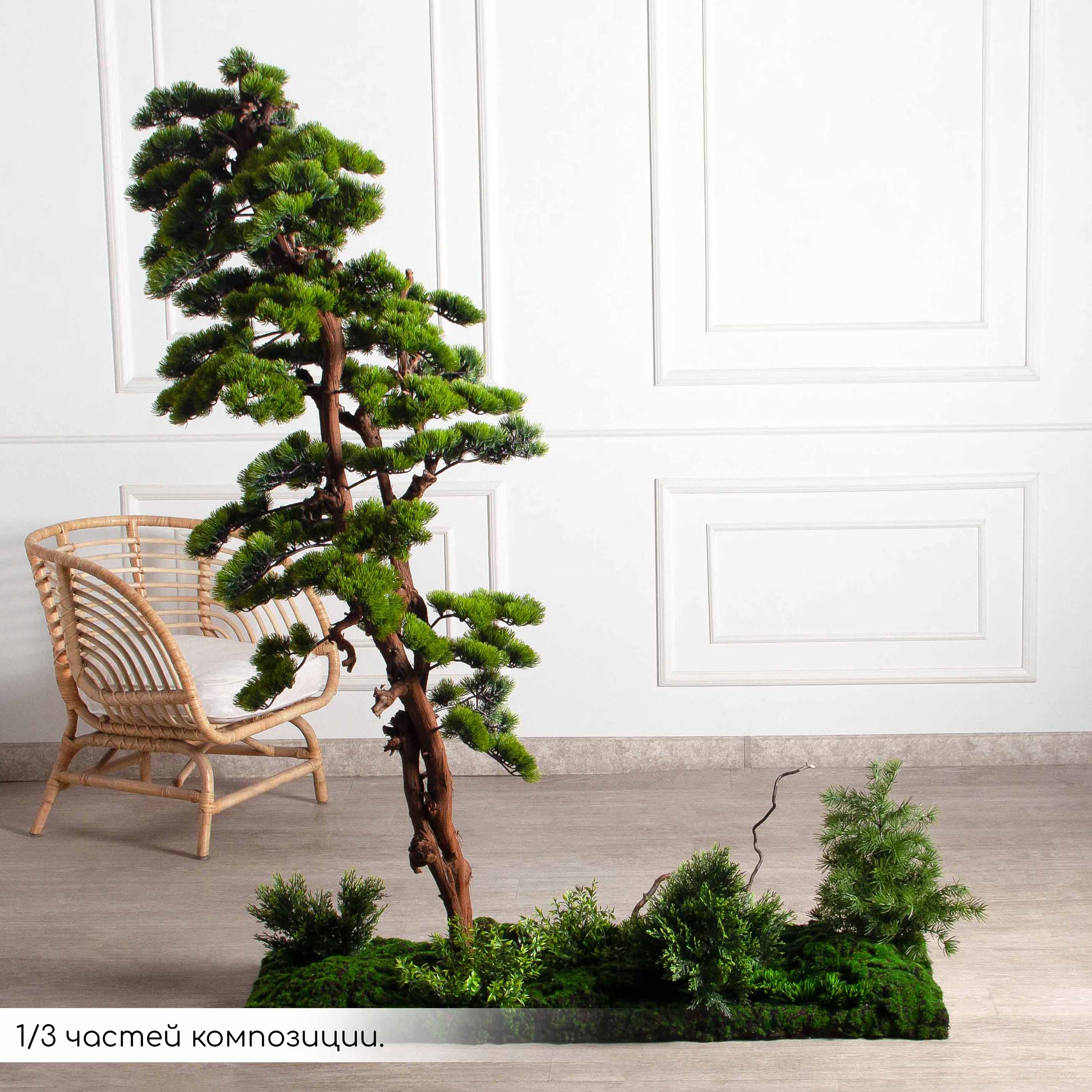 БС180/ОС/30-1(з)(F) Композиция искусственная с сосной h180см, h115см на основании 390х46см_3