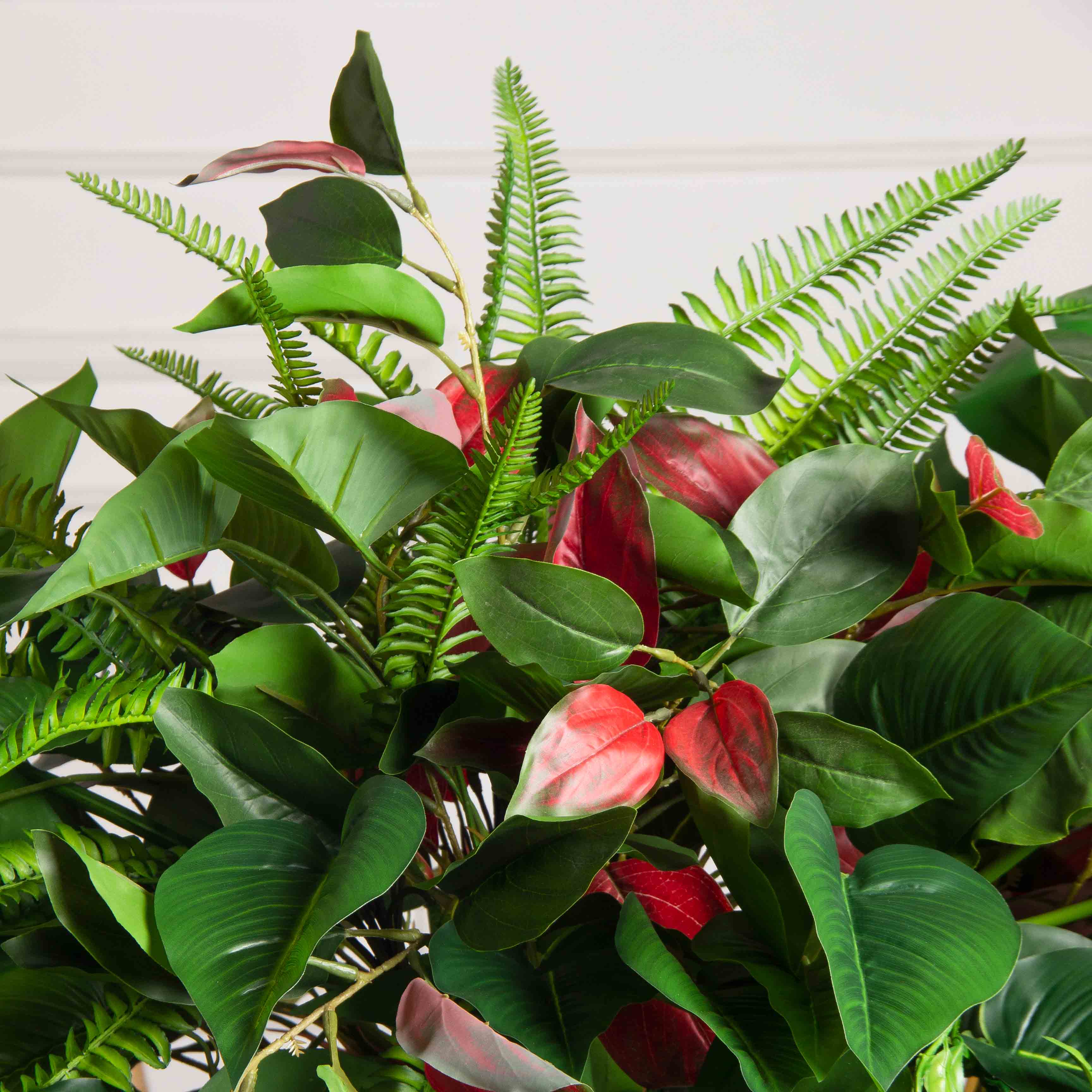 ВМ35-2(з)(Пр)(F) Композиция искусственная Микс зелено-бордовая на вставке 50х22х3см_2