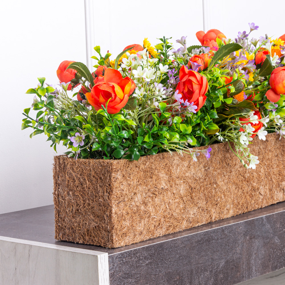 Ц600-6/5(з) Композиция искусственная Разнотравье в кокосовом боксе 100х10хh10см_1