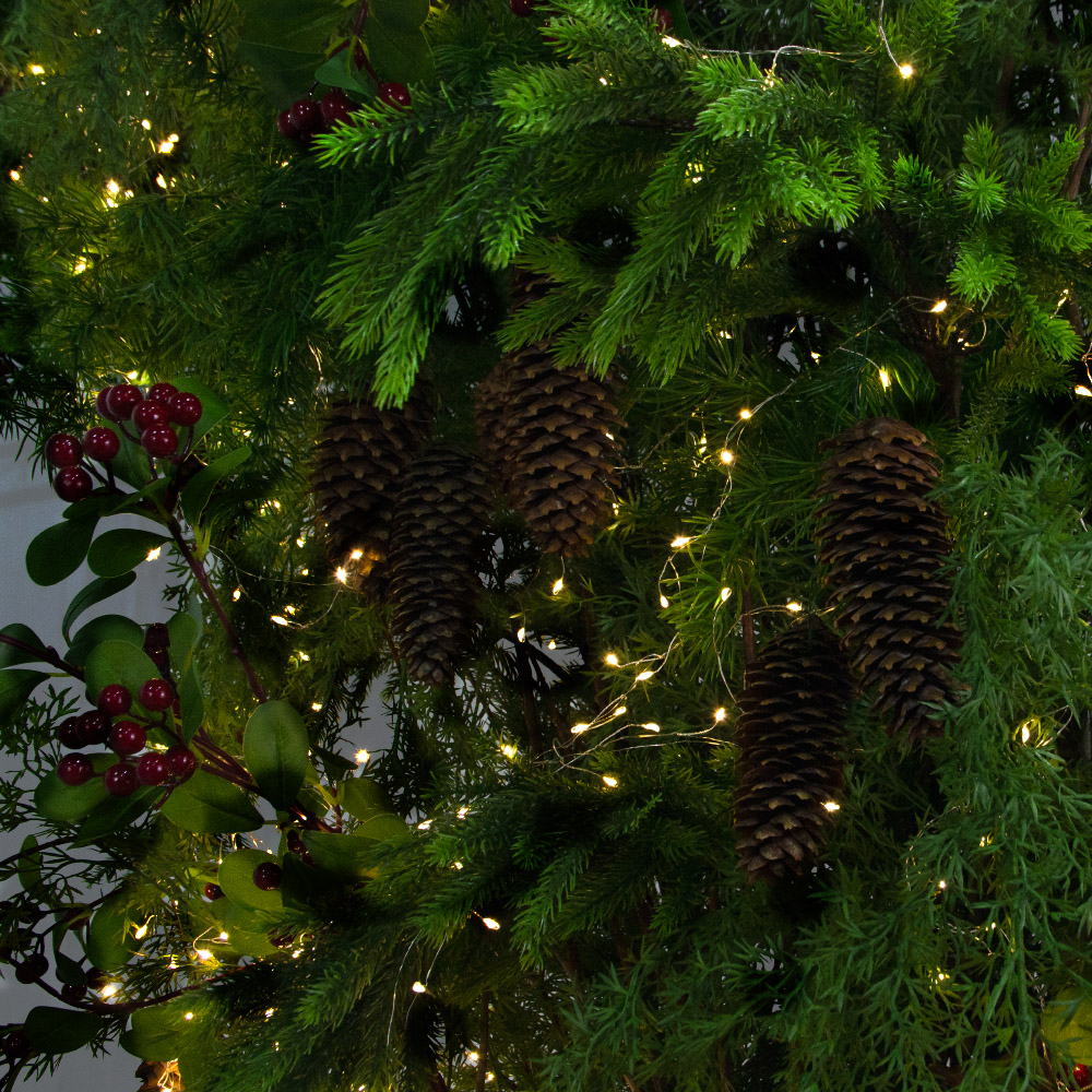 ДЛ183/СВ03т(Пр)(Fix)(F)Декор вход.груп. хвойный с ягодами h290см н/прутьях, прист.с гирляндой Роса_7