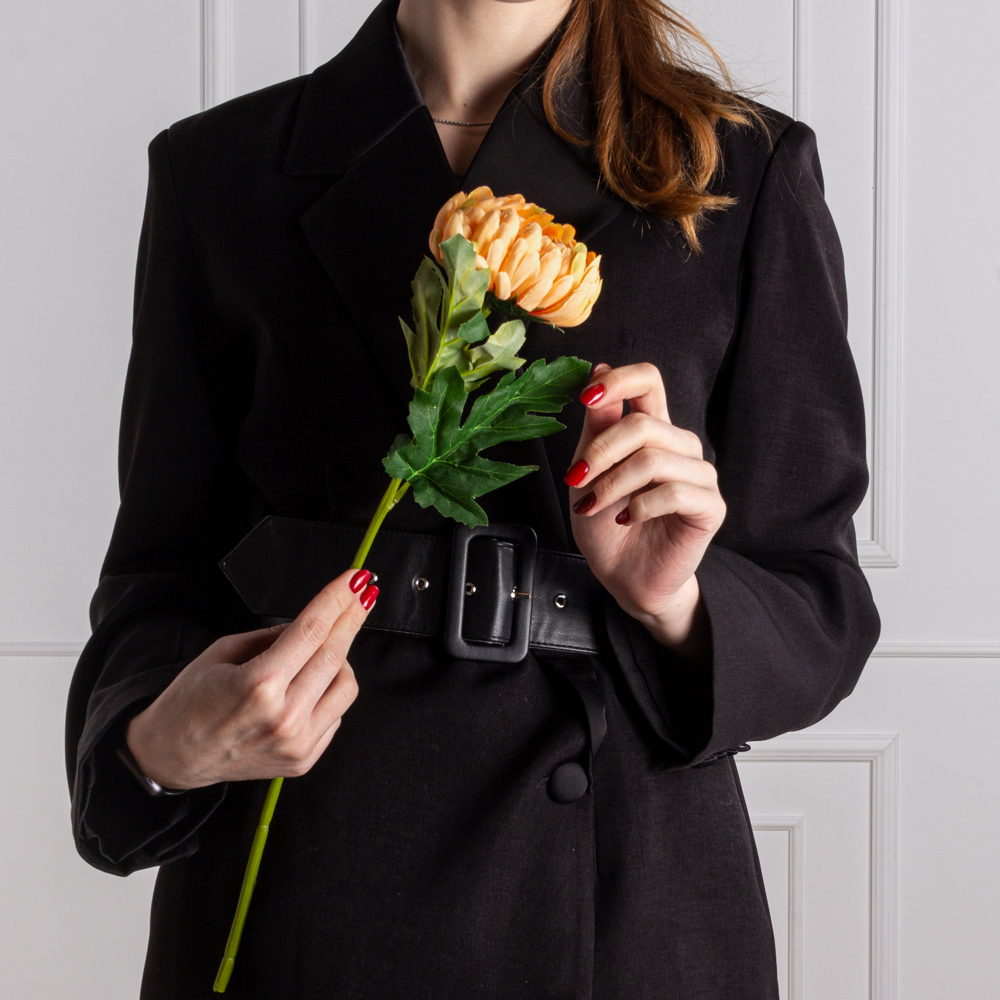 7141А/0443-19/13 Хризантема искусственная 1 голова d11см, h47см, персик._4