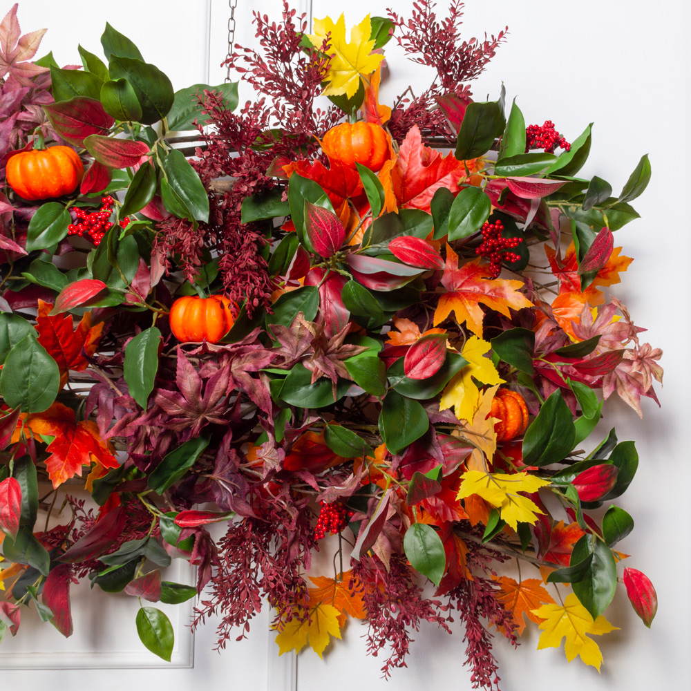 Л82-3(Пр)(F) Лиана  осенняя с кленом и тыквой  L100см_6