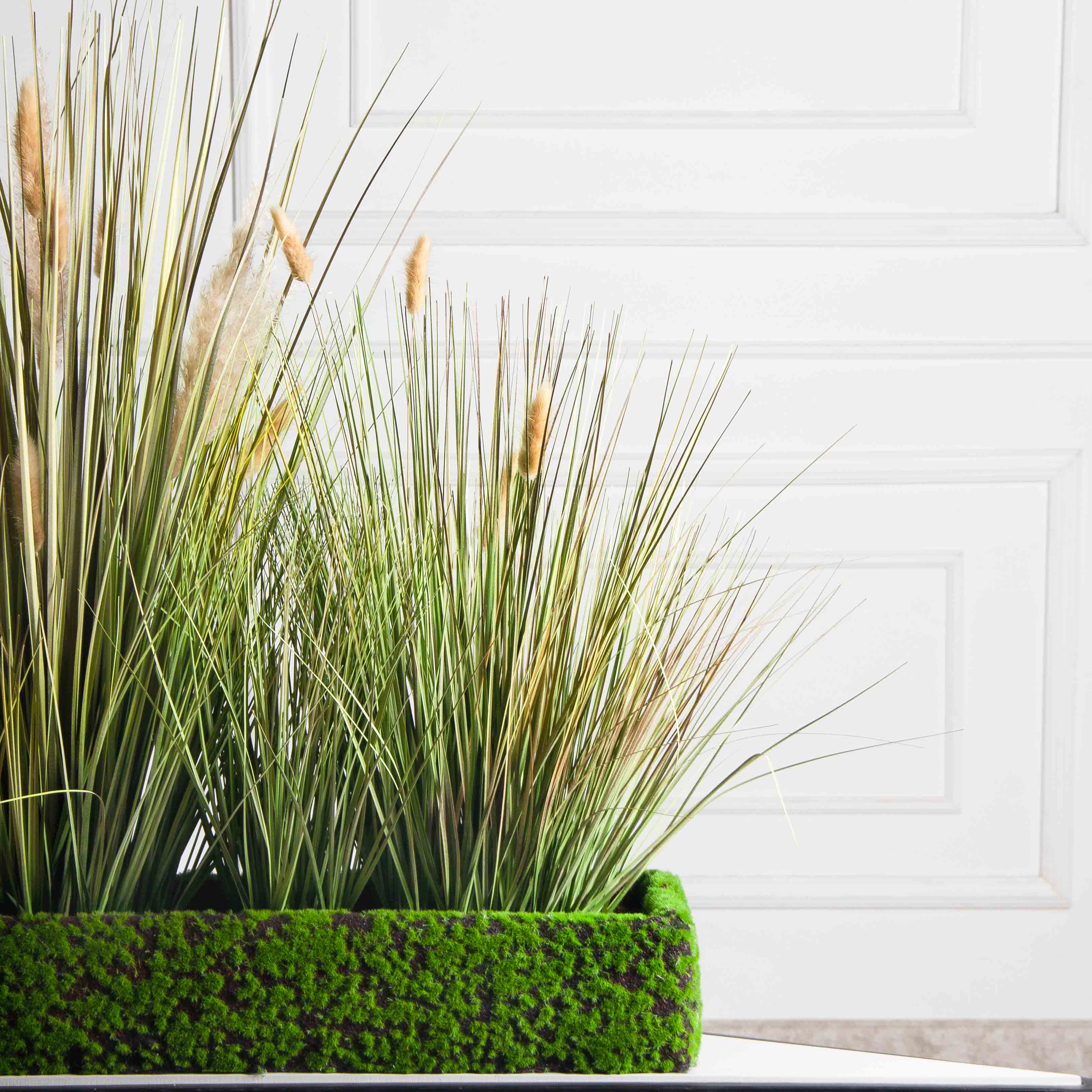 ТД097-17(з)(F) Трава Осока искусственная с сухоцветами h70см в мшистом боксе 120х20х10см_5