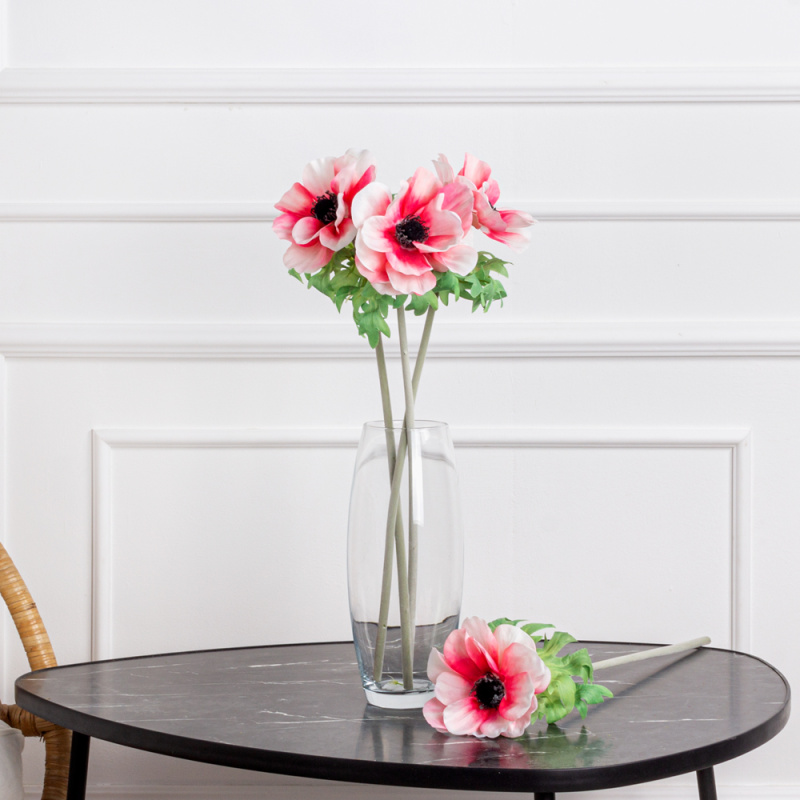 7141А/9120-02/20Р(АКЦИЯ) Анемон искусственный 1 голова d13см, h52см, бело розовый_2