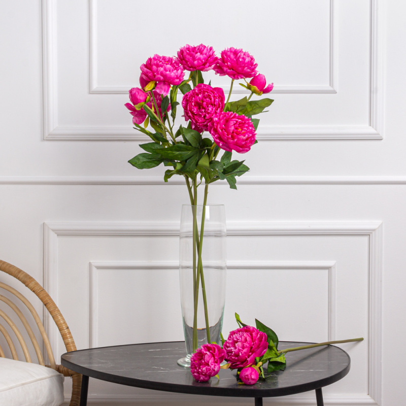 7141А/9120-08/6Р(АКЦИЯ) Пион искусственный 2 головы, 1 бутон, h75см, фуксия_2