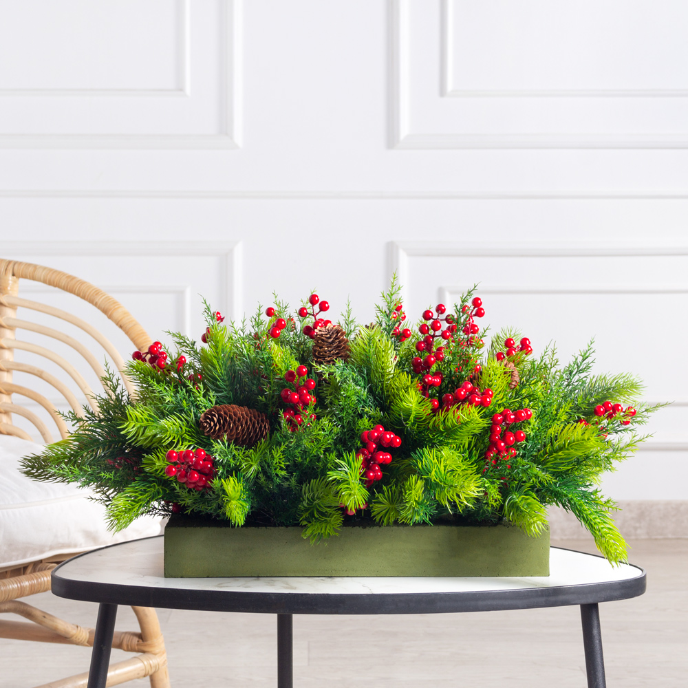 КНг57(з)(F) Композиция НГ искусственная с ягодами на вставке 38х16х5см_1