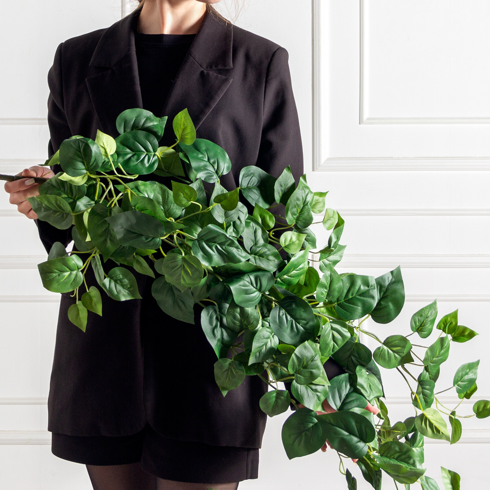 7144А/2790-310(F) Плющ сциндапсус искусственный 5 частей h120см, зеленый_2