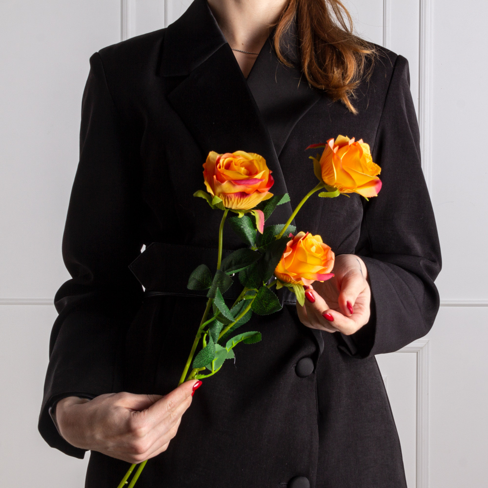 7141А/0443-09/3Р Роза искусственная 1 голова d8см, h44см, желтый_3