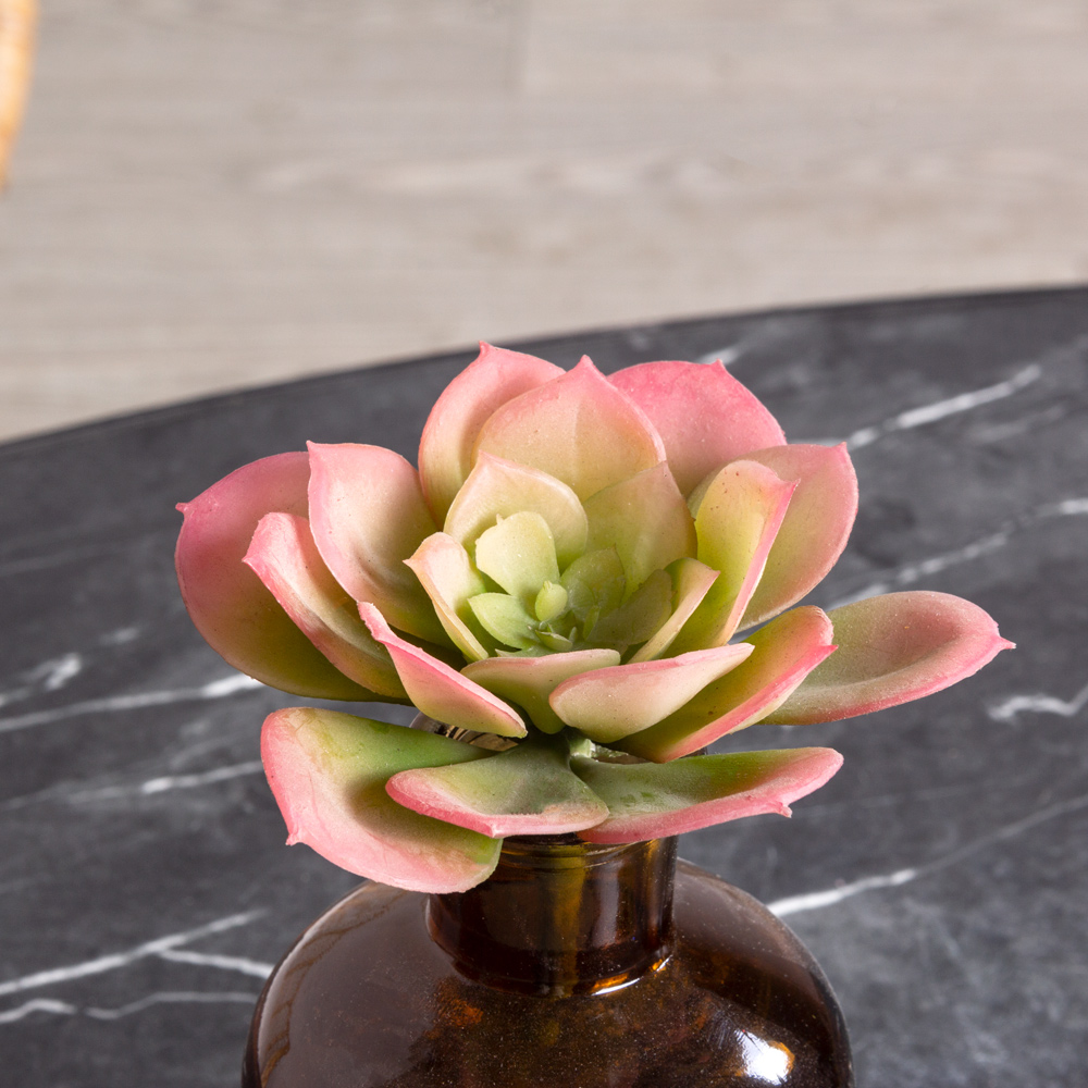 7143/9165-17/2(з)(F) Суккулент искусственный Эхеверия каменная роза d10см, розовая_1