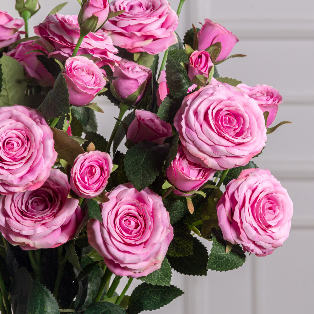 7141А/9149-11/8(F) Роза искусственная h75см, сиреневая, 3головы, 4бутона, шёлк_1