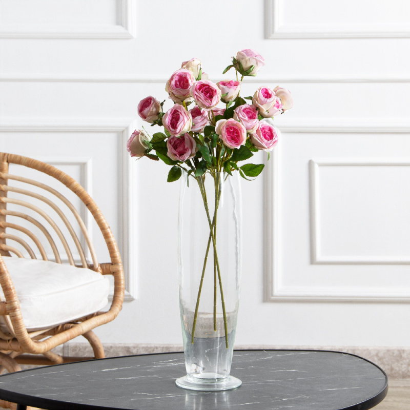 7141А/9122-0350/1(F) Роза кустовая искусственная h55см 7голов,розовая_1