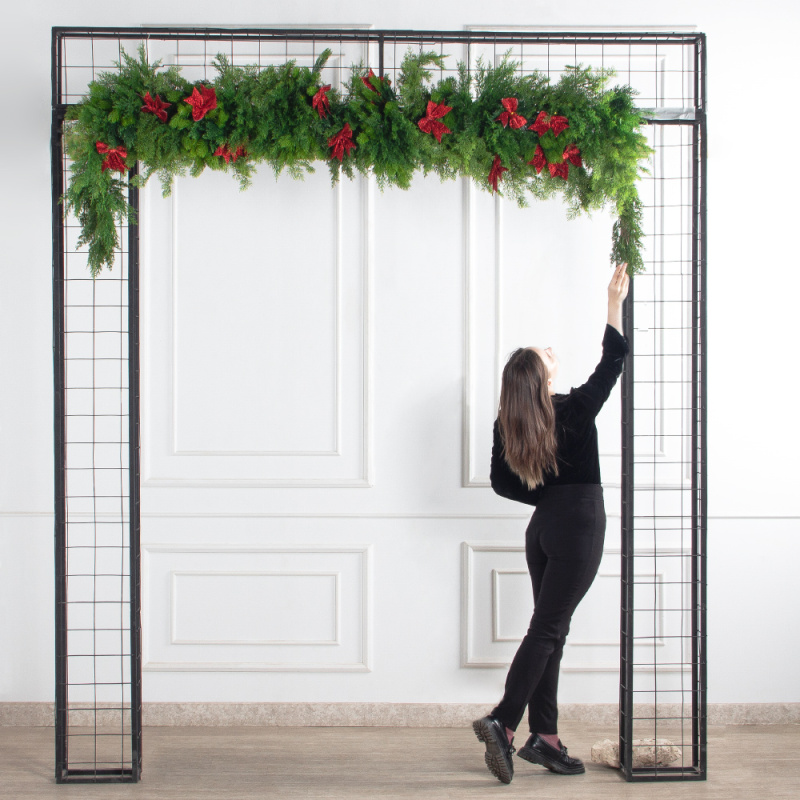 ДЛ182-1/1(з)(F) Декор хвойный L255см шир 60см на прутьях, пристенный_1