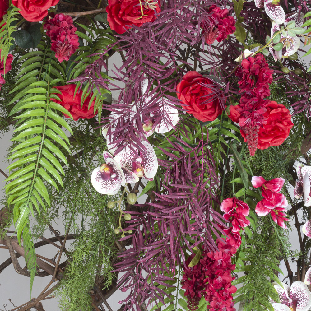 Ш180/60(з) Ширма декоративная искусственная цветочная в раме 140хh180см, бордо _2