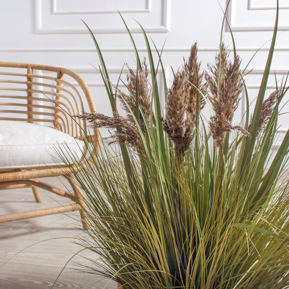 ТД100-2(з)(Пр) Трава Осока искусственная h70см в кокосовом боксе d40см h12см_1