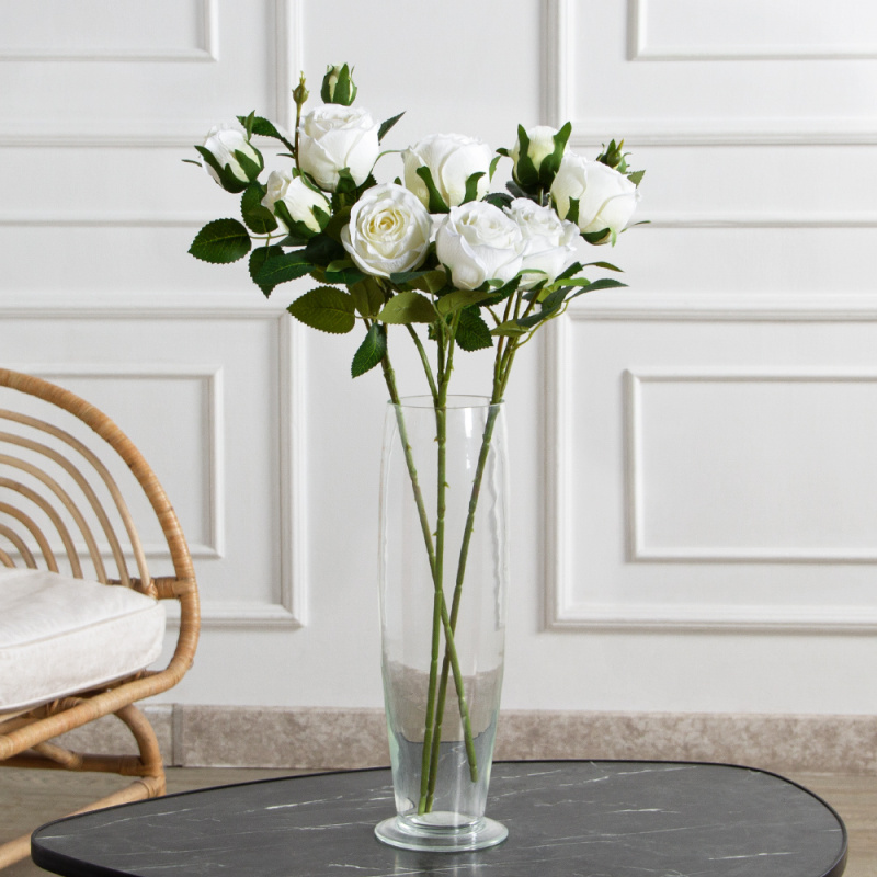 7141А/0108-0360/23(F) Роза искусственная h65см 2головы 2бутона,белая_1