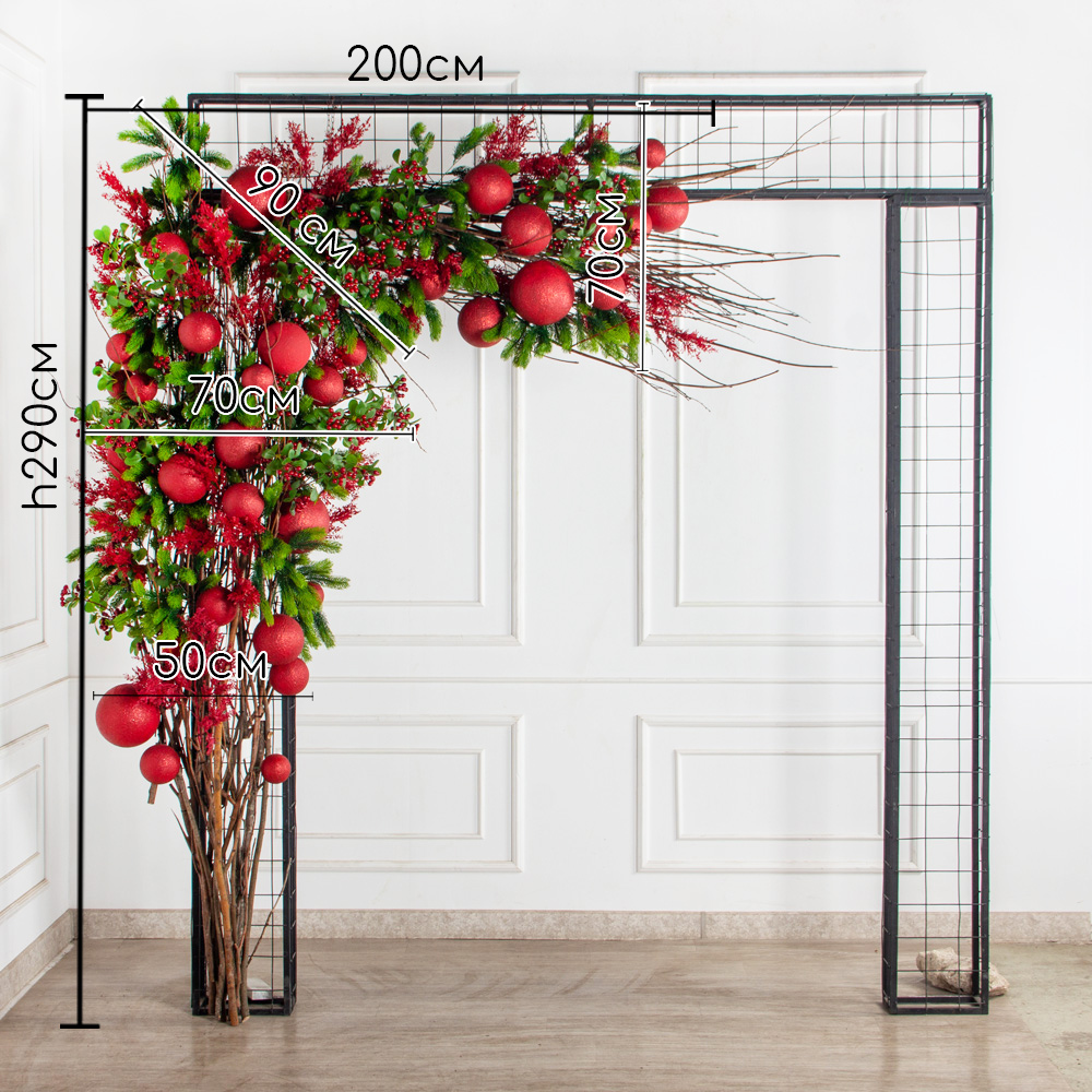 ДЛ185(Пр)(Fix)(F)Декор вход.группы h270см н/прутьях, прист.с красными шарами_2