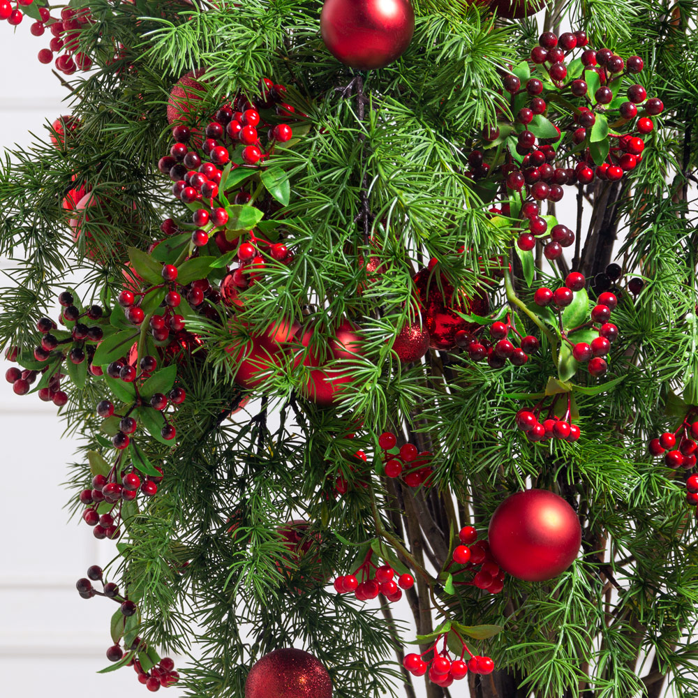 ДЛ148-2(F) Декор входной группы хвойный h100см на прутьях, красная_2
