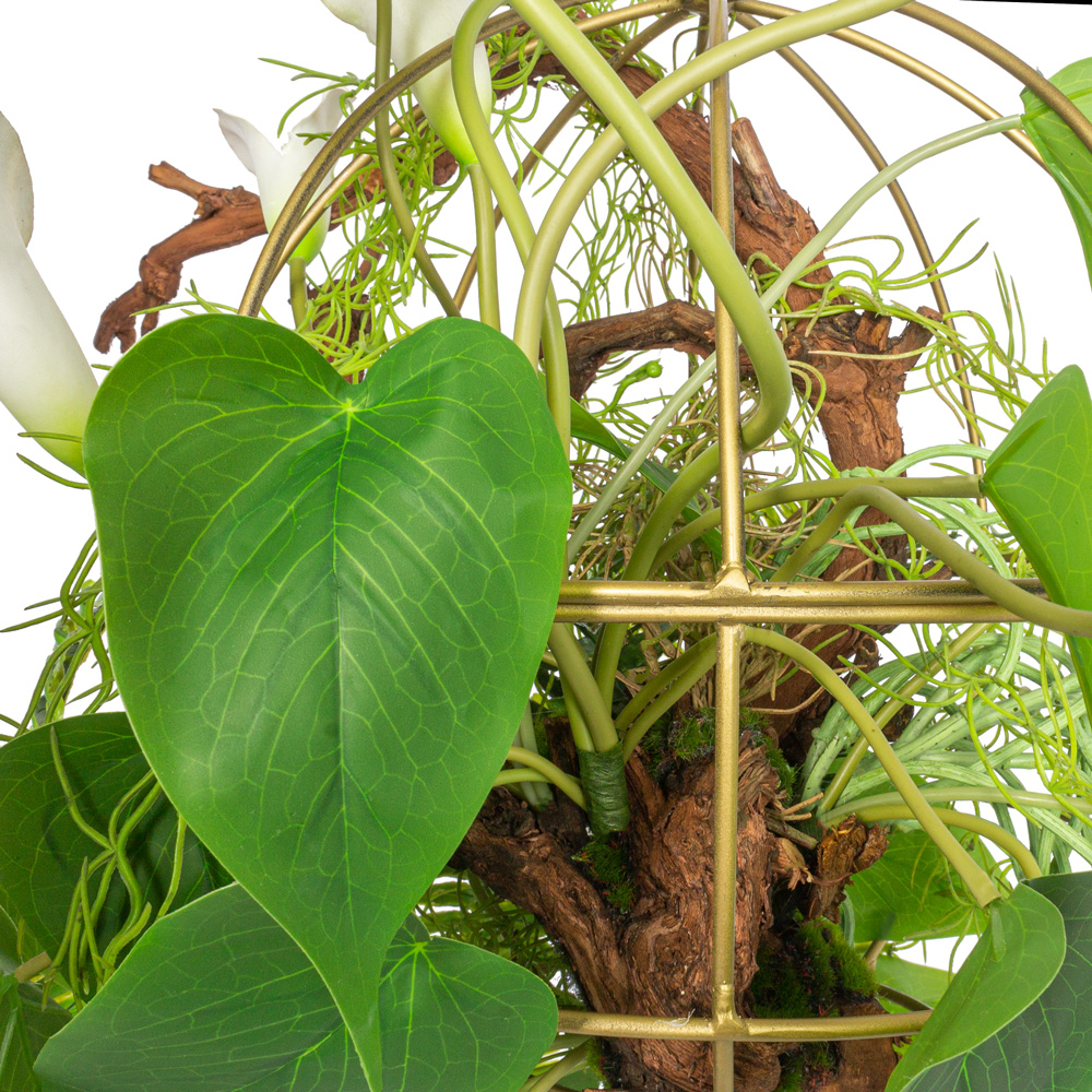 КМП10 Композиция искусственная с Каллами на подвесном мет/шаре (латунь) d30см_1