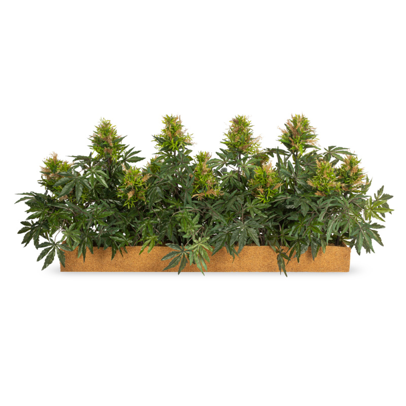 К410(з.) Куст Декорат.  искусственный h60 в кокосовом боксе 110х15х10