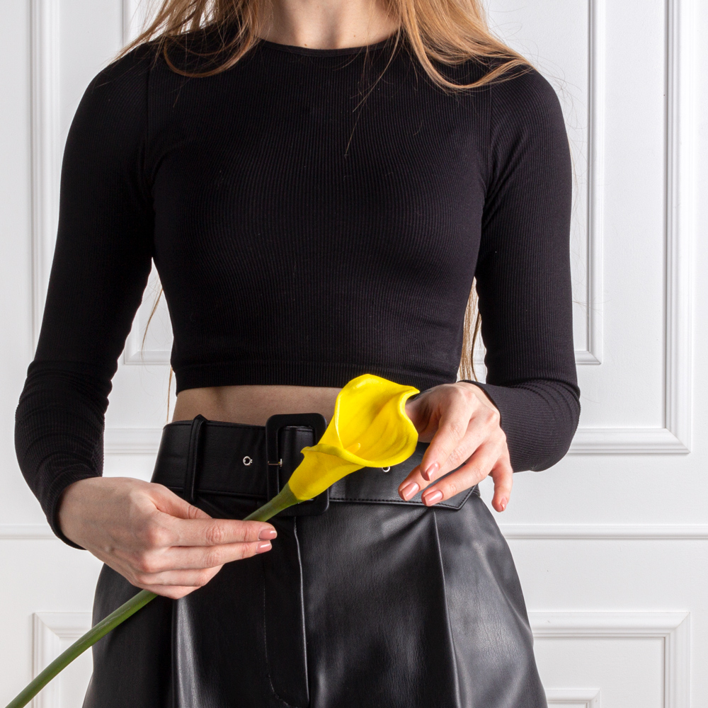 7141А/0443-6/4(АКЦИЯ) Калла искусственная h66см, желтая (латекс)_5