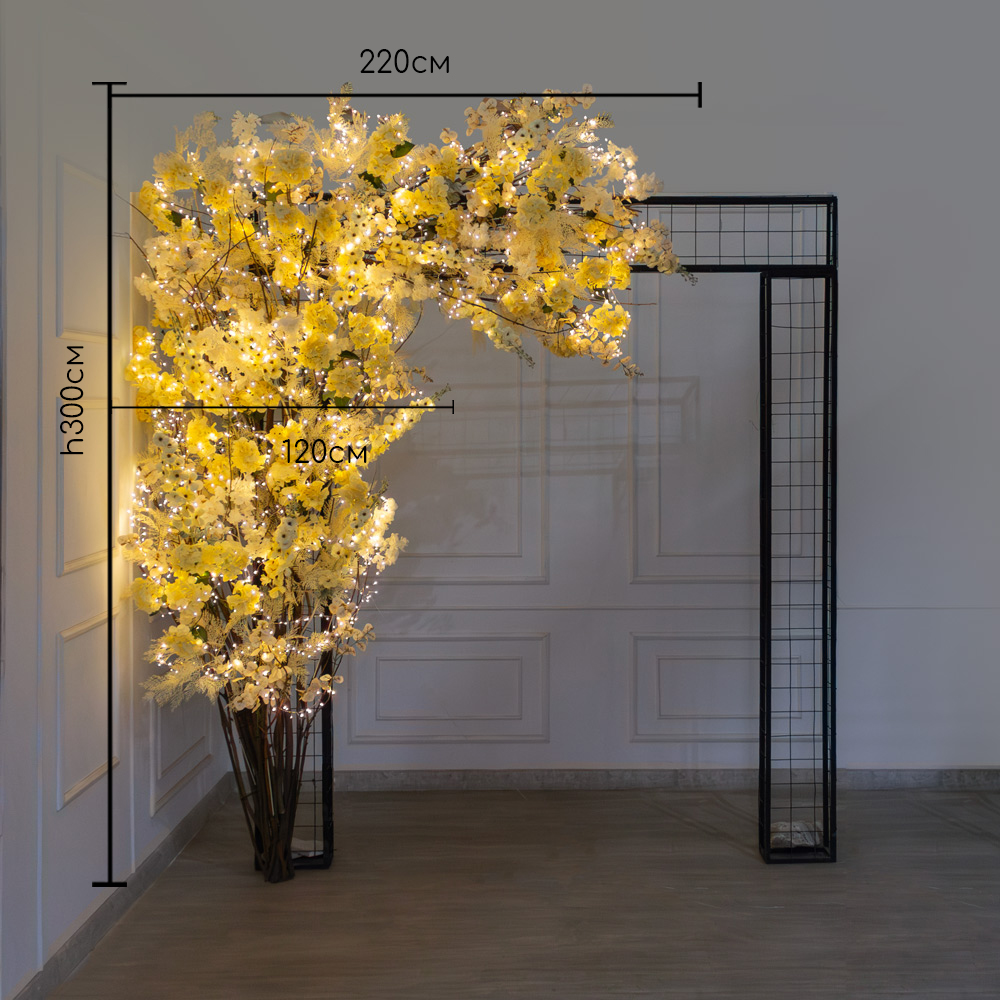 ДЛ173/СВ03(Пр)(Fix)(F) Декор входной группы h300 см на прутьях с гирляндой,пристенный,кремовый_2