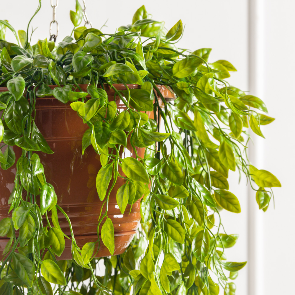 КЗ/14-2(з)(F) Композиция искусственная Традесканция Веридос в подвесном кашпо_1