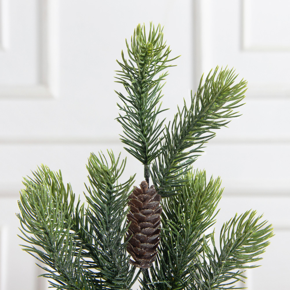 736А/9271-0163(F) Ветка еловая НГ с шишкой и блёстками h47см(30+17см) 6частей и 1шишка_2