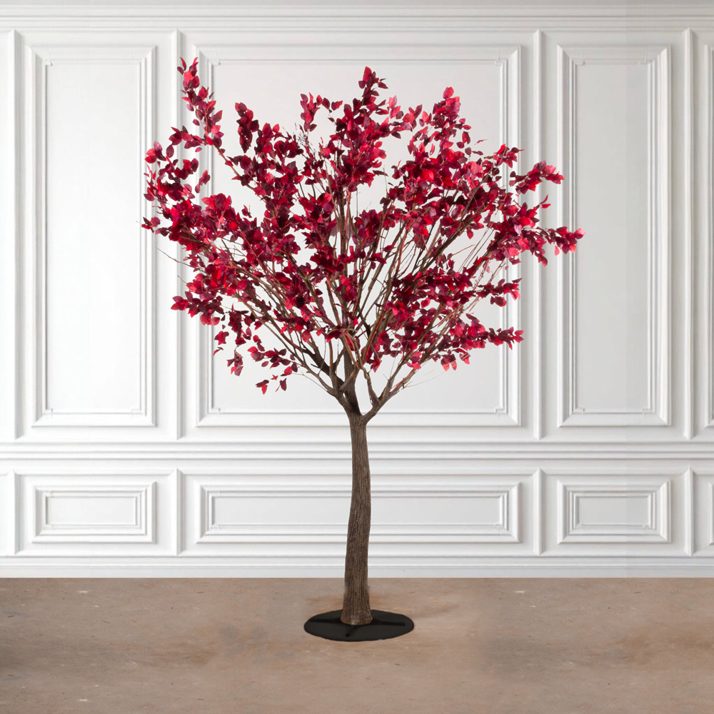 320Гбст/разб/РН/640(F) Дерево искусственное интерьерное лиственное h320см d240см, красно-бордовое_2